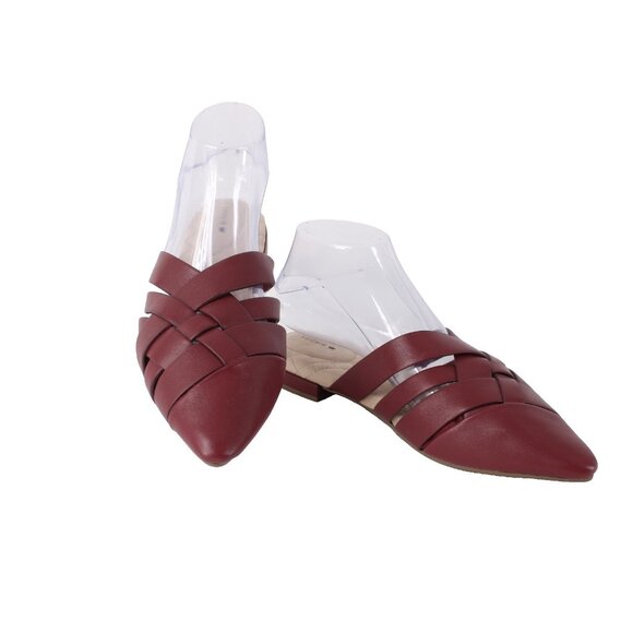 Birdies Shoes - Birdies Sz 9 Mule Slide The Dove Sz 9 Rhubarb Red Pointed Toe Leather 1" Flats
